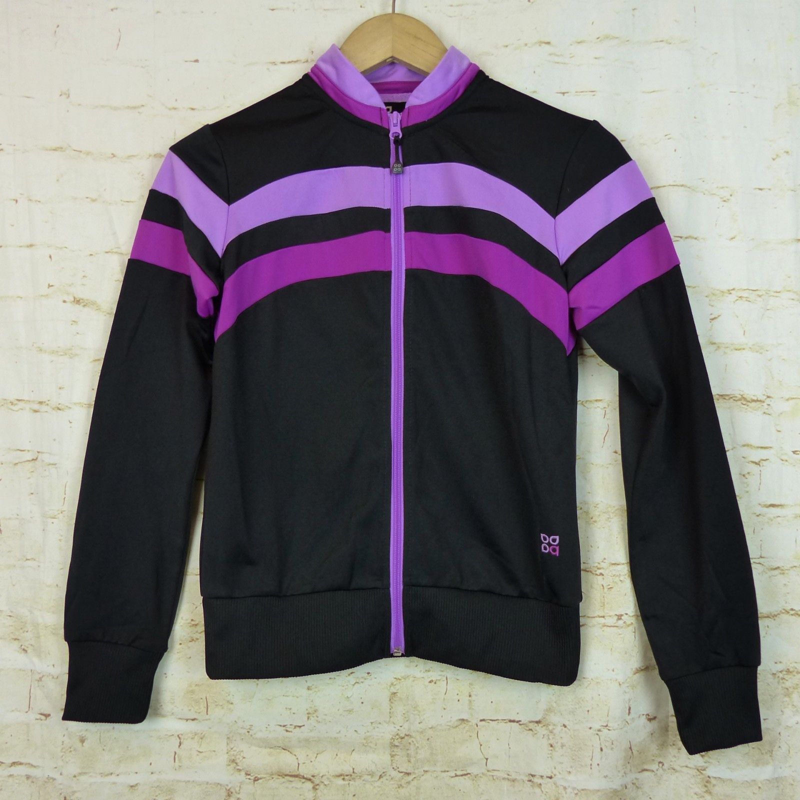 Actra Performance Jacket Womens S Black Purple Zip Athletic Track Sporty Y2k